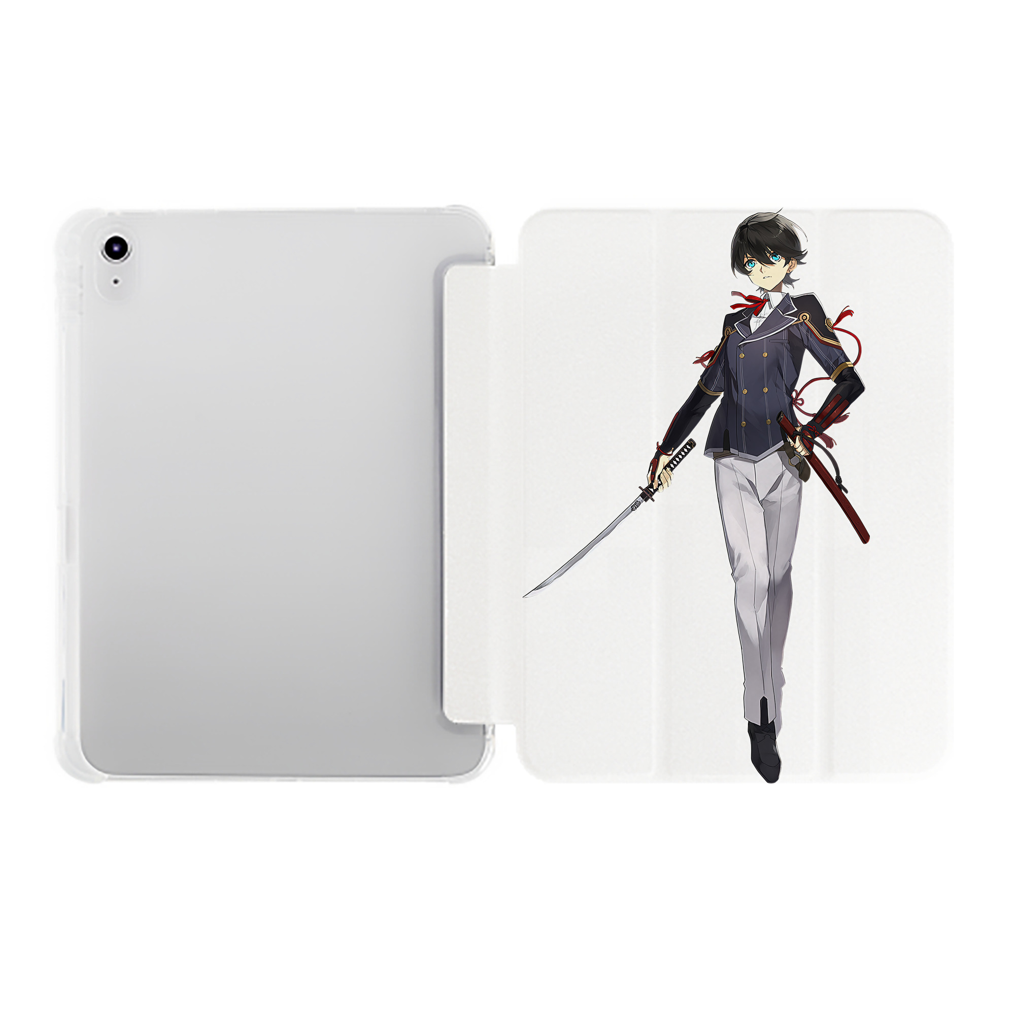 （画像用） 刀剣乱舞 Touken Ranbu IPad ケース ペン収納付き 三つ折りスタンド PUレザー×シリコン 対応機種9.5/10.5/10.9インチ